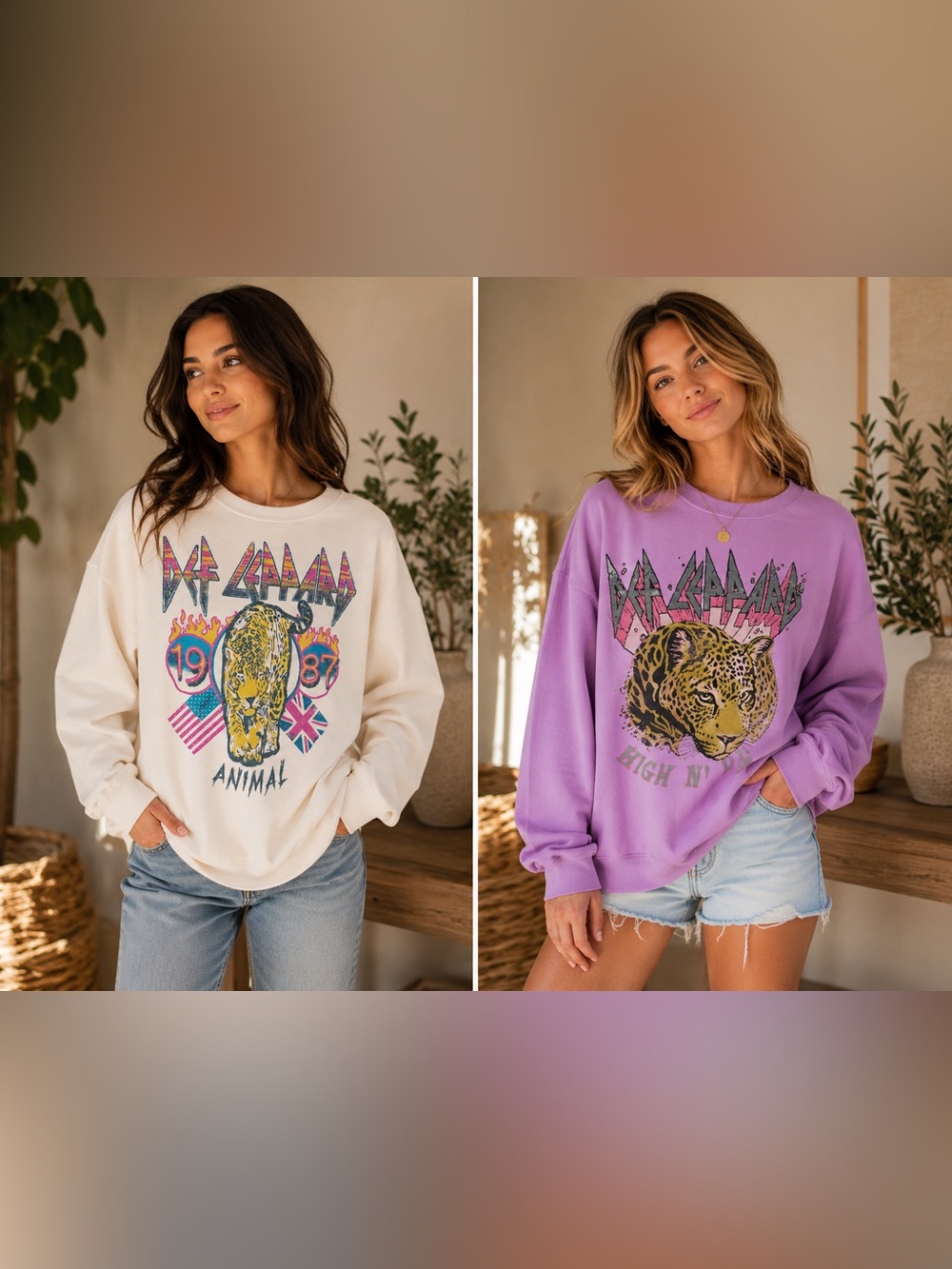 Vintage-Inspired Def Leppard Graphic Sweatshirt - Lavender is the only one left!